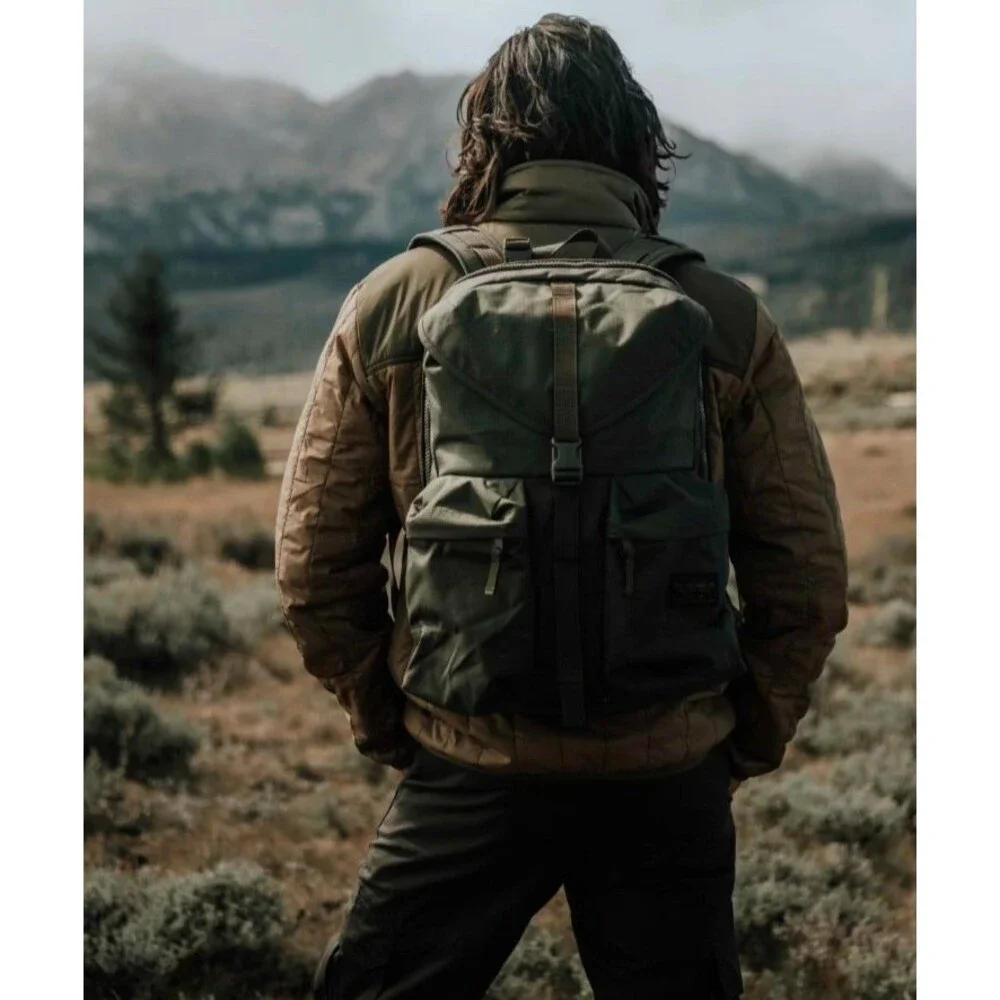 FILSON Ripstop Nylon Backpack Surplus Green Lightweight Padded Straps Hiking